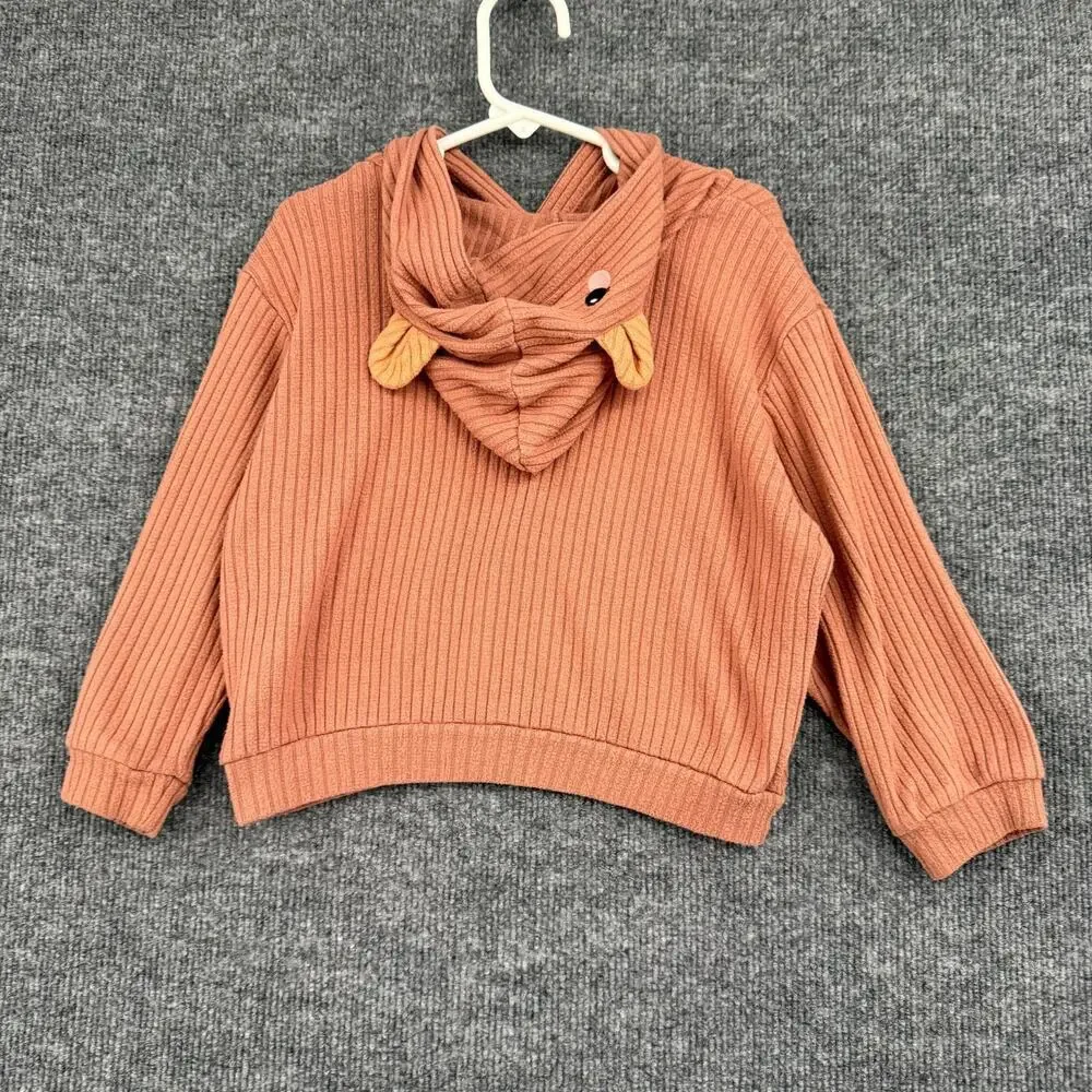 H&M Toddler Girls Knit Teddy Bear Hood Lounge Set Sz 3T Brown Flared Pants Cozy